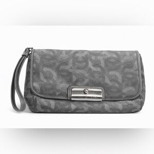 Coach Gray Jacquard Signature Wristlet Clutch
